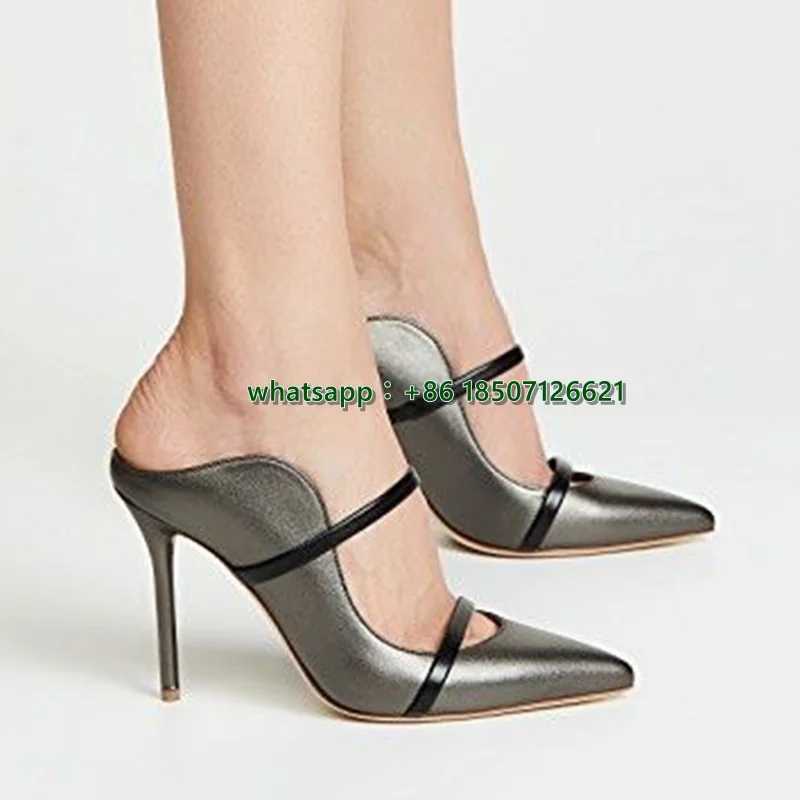 

Pointed Toe One-Strap Mule Slippers Multi-Color High Heel Slip-On High Heel Shoes Women's Shoes
