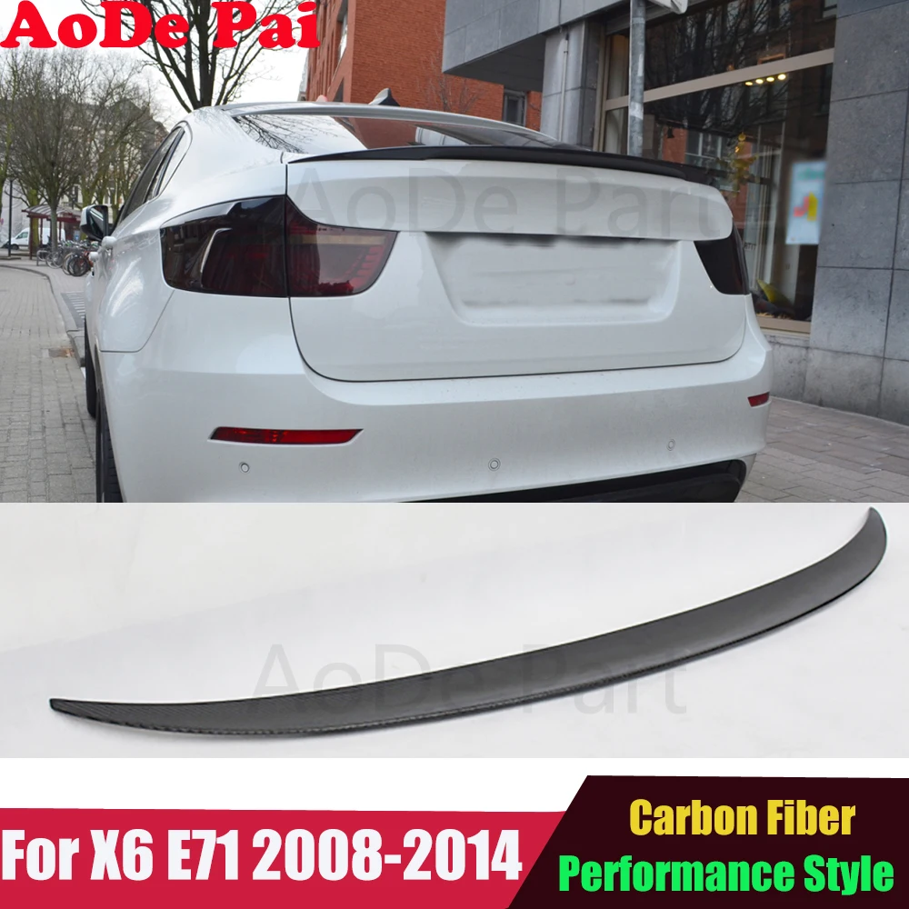 Real Carbon Fiber Spoiler for BMW X6 E71 2008-2014 xDrive50i xDrive35i P Style Rear Ducktail Boot Lip