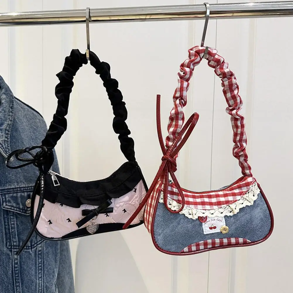 New Cute Checkered Handheld Underarm Bag Cowboy Sweet Women'S Simple And Fresh Y2k Fashion Casual Shoulder Bag Gift For Fri Z2Y3