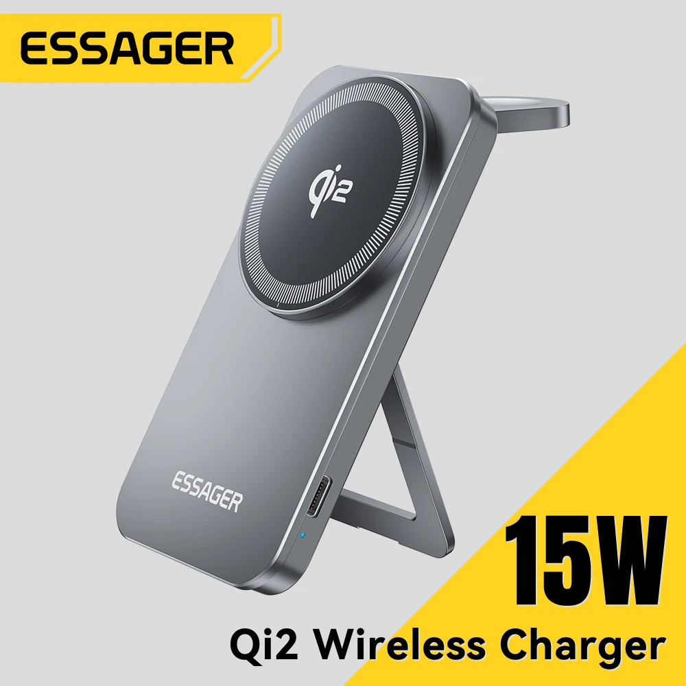 

Essager 2-in-1 Wireless Charger Qi2 15W Magnetic Wireless Charging Stand For iPhone 16 15 14 Pro AirPods Apple Watch 8 9 Charger
