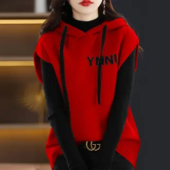 シンプルさ新しいプルオーバーレディースソリッドカラー婦人服カジュアルフード付きスウェット秋冬薄いソリッドカラー Tシャツ