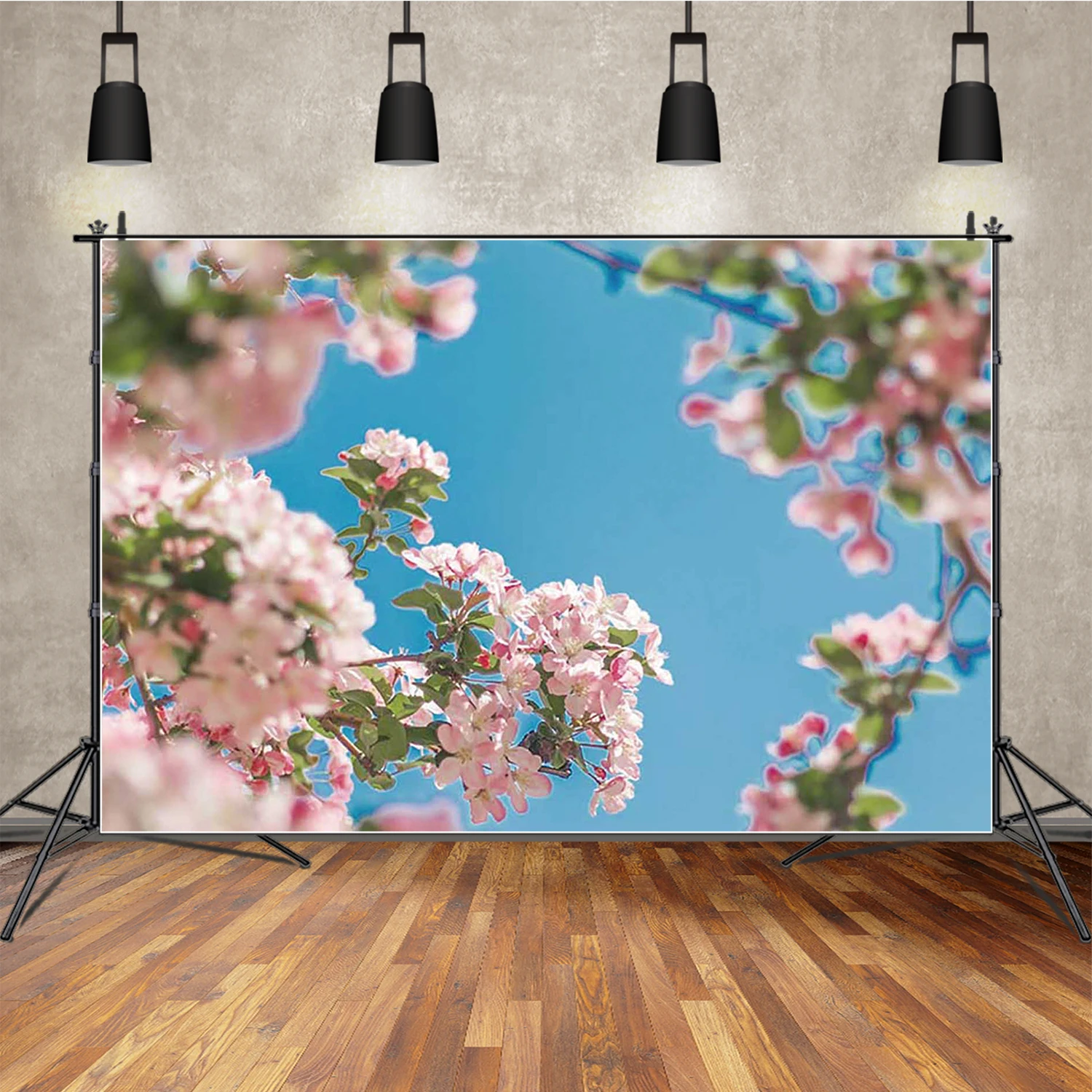 MOON.QG Latar Belakang Dekorasi Rumah Mekar Bunga Sakura Musim Semi Latar Belakang Fotografi Langit Biru Alam Cabang Bunga Merah Muda