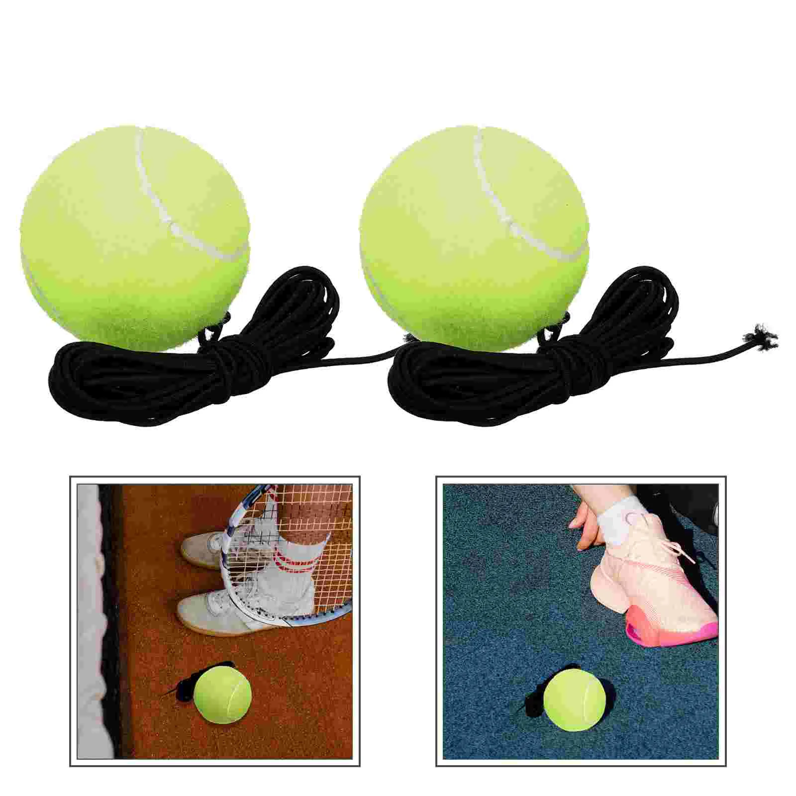 2 Pcs Rope Tennis Equipment Self Training Outdoor Gear Plaything Rubber Woolen Surfaced High Elastic Practice