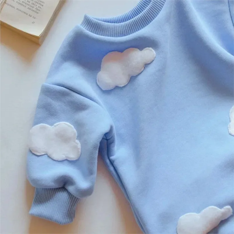 Newborn Baby Girl Boy Sweatshirt Romper 3D Cloud Flower Cotton Onesie Infant Toddler Longsleeve Jumpsuit Baby Clothes 3-18M