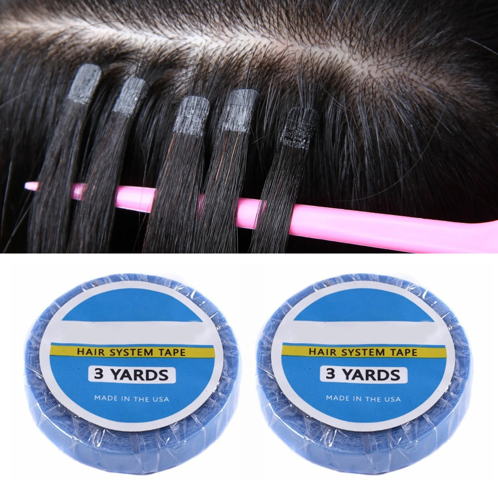 2 Rolls Wig Support Tape Waterproof Sweatproof Strong Adhesive Hair System Tape Roll 8.9ft Length Wig Tape Roll