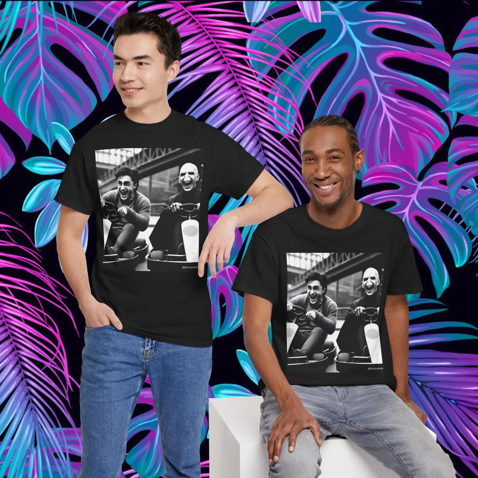 해리 포터 vs 볼드모트 티셔츠, 마법사 카트 레이스 셔츠, 마법 팬 선물 여름 남성 및 여성용 루즈하고 통기성이 좋은 티셔츠