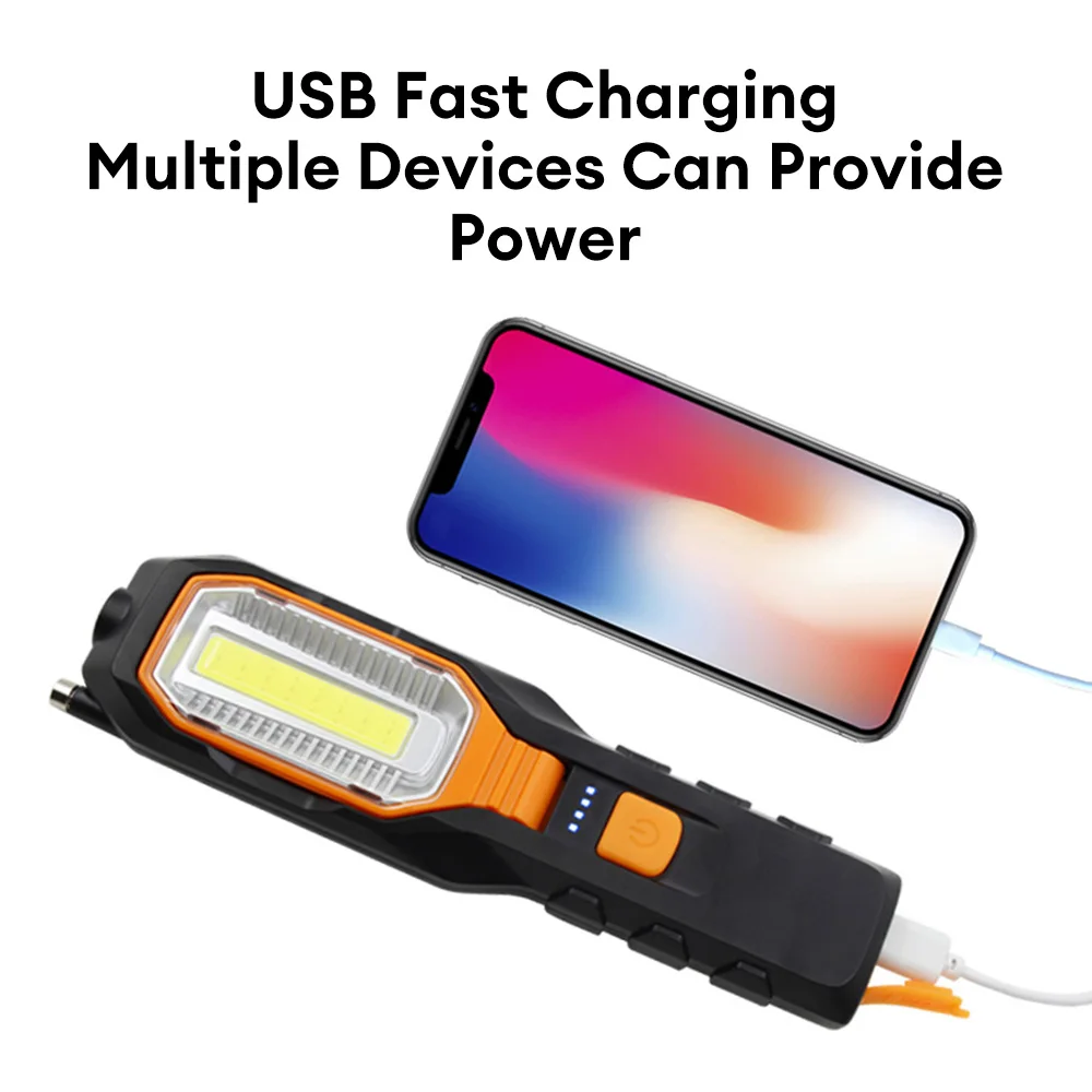 Multifunctional USB Rechargeable COB Work Light With Magnet Super Bright Led Flashlight Auto Repair Light Portable Camping Lamp