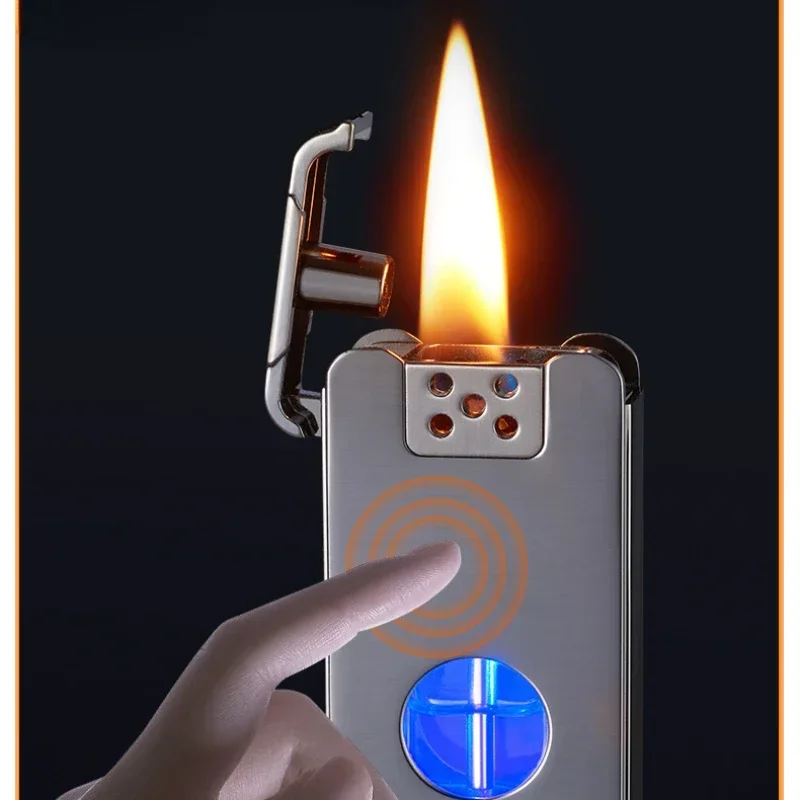 New Intelligent Voice Controlled Ignition Kerosene Windproof Lighter Retro Transparent Oil Barrel LED Lighter Smoking Gift Tool