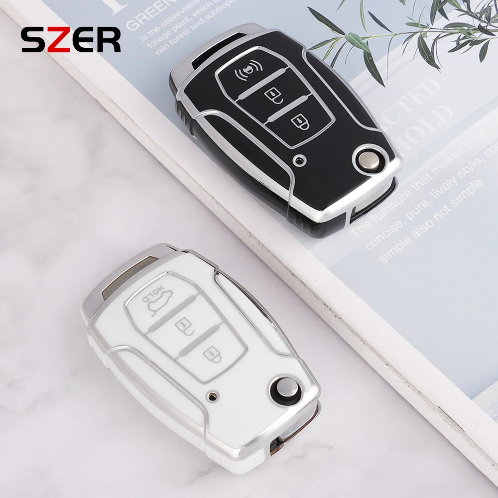 Fashion TPU Car Flip Key Case Cover Shell For SsangYong Kyron 2 Sanka Actyon Korando Tivoli Protector Fob Holder Accessories