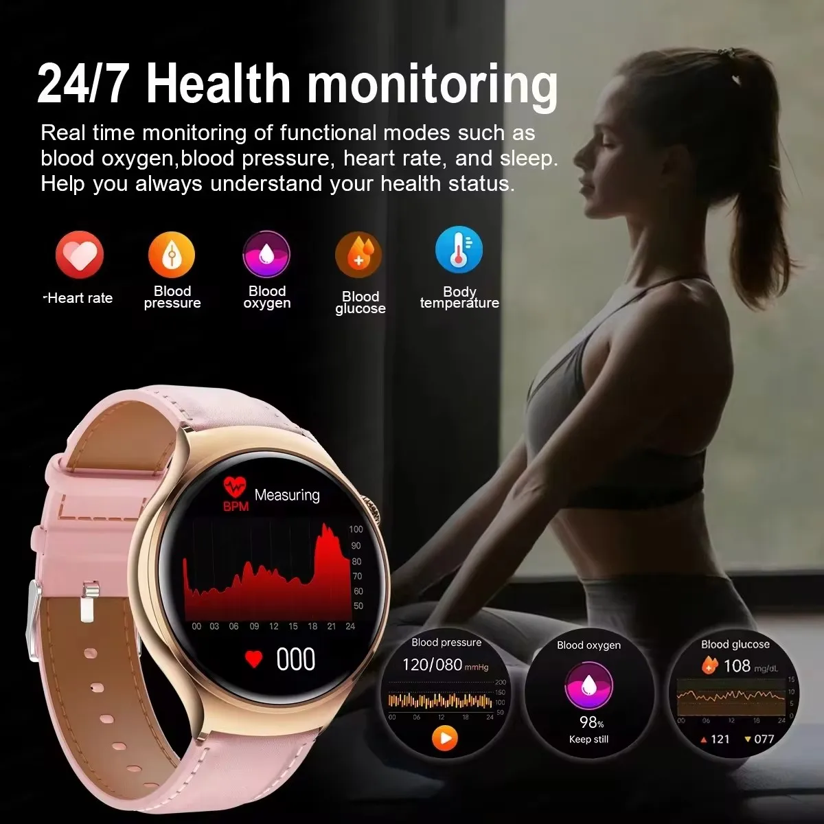 2024 For Huawei Watch 4 Mini NFC Smart Watch Women HD AMOLED Screen Heart Rate BT Call IP68 Waterproof Health Monitor Smartwatch