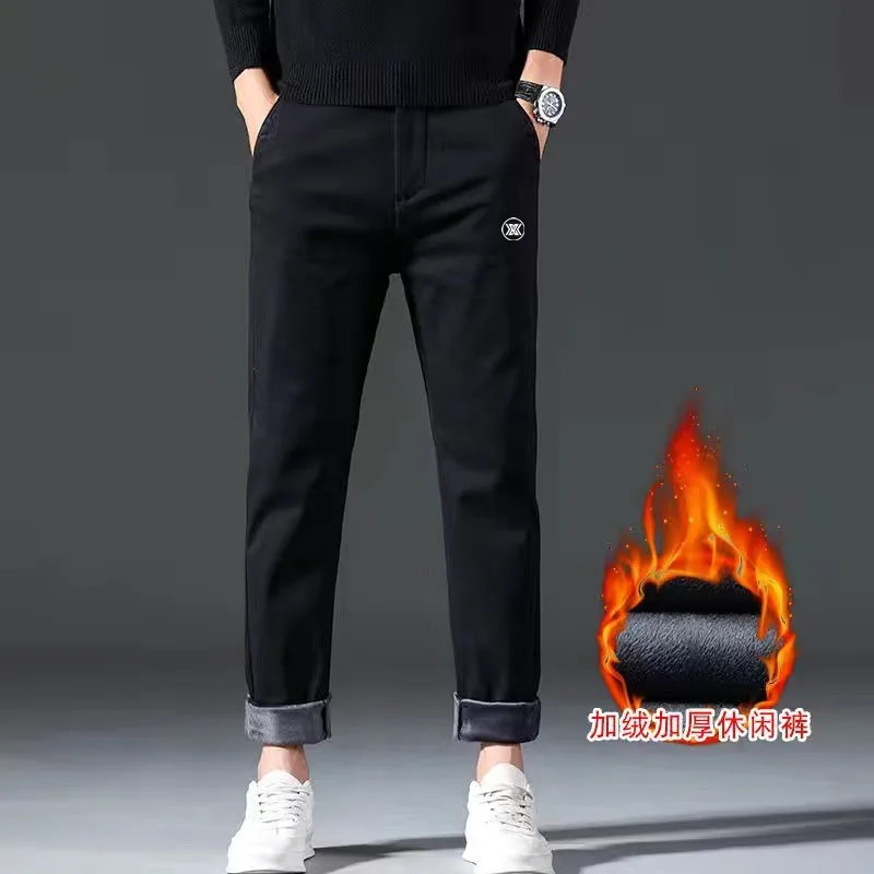 

Men Golf Pants Winter Villus Thicken Warm Casual Work Pant Loose Straight-leg Golf Trousers Elasticity Sport Man Golf Wear 골프웨어