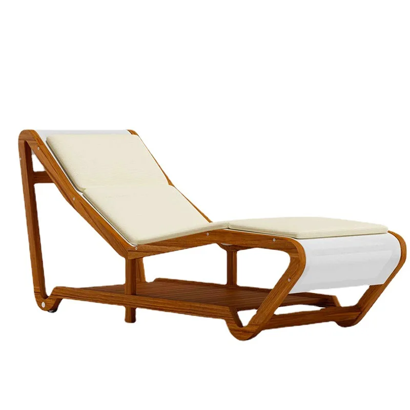 

Outdoor bed preservative wood rattan lounge chair beach swimming pool teak rainproof leisure vacation furniture