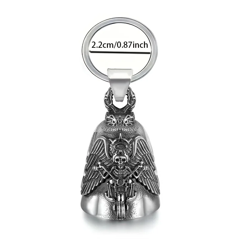 Skull Wings Motorcycle Bell Keychain Men's Riding Good Luck Motorcycle Accessories