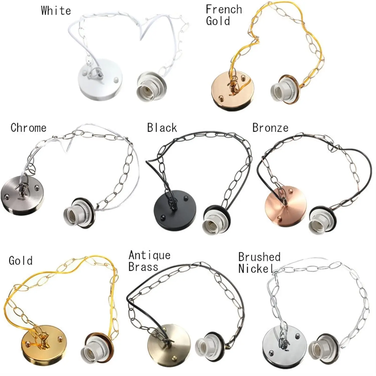 JOYINLED E27 Vintage Lamp Base Ceiling Rose Chain Pendant Lamp Holder E27 Screw Socket Fitting Kit for Retro Lamp Holder