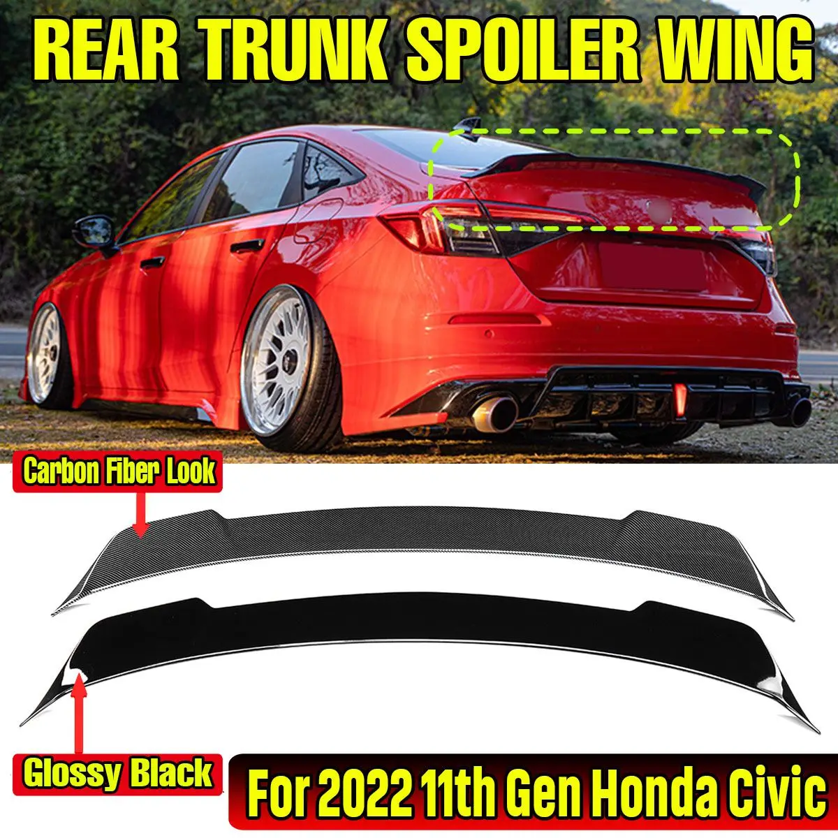 YF Style Car Rear Trunk Spoiler Lip Boot Wing Lip For Honda Civic 11th 4 Door Sedan 2022 Up Rear Spoiler Wing Lip Extension