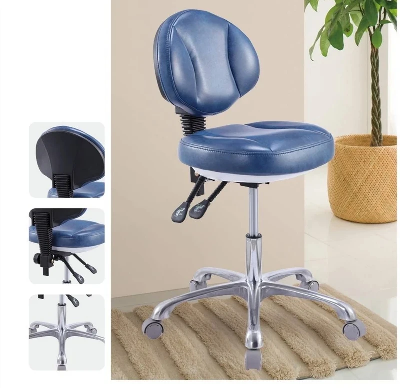 Economical PU Dental Stool Elevator Swivel Chair for Dentist Assistant Soft Rolling Stool for Beauty Salon Clinic
