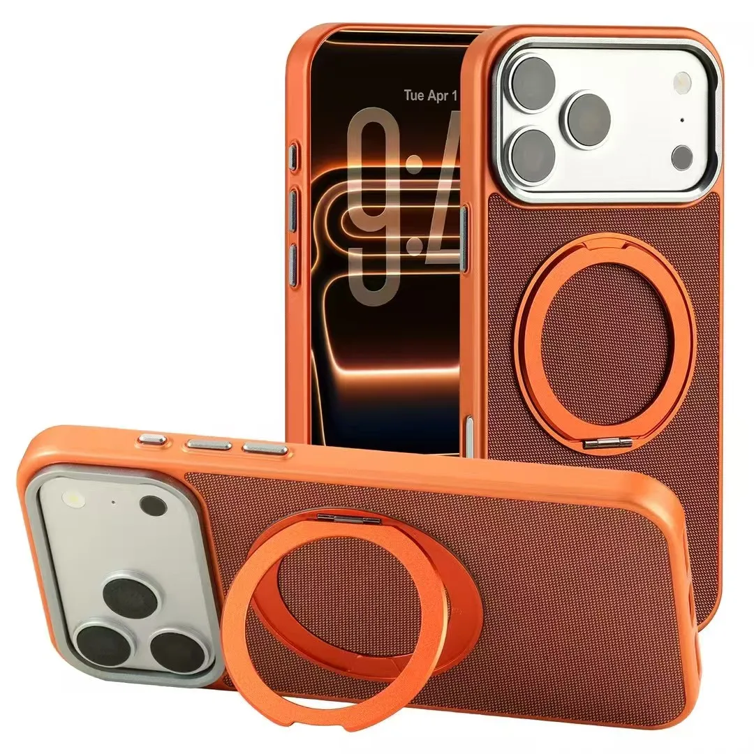 Luxuriöse Tech-Gewebte Magnetische Hülle für iPhone 17 16 15 14 13 Pro Max mit 360-Grad-Unterstützung °   Rotation. MagSafe Kabellose Ladehüllen.