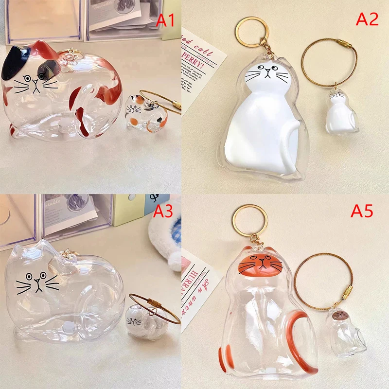 {MX} Transparent Pet Cat Hair Storage Jar Keychain Mini Cat Fur Keepsake Display Glass Bottle With Base DIY Pet Memorial Crafts