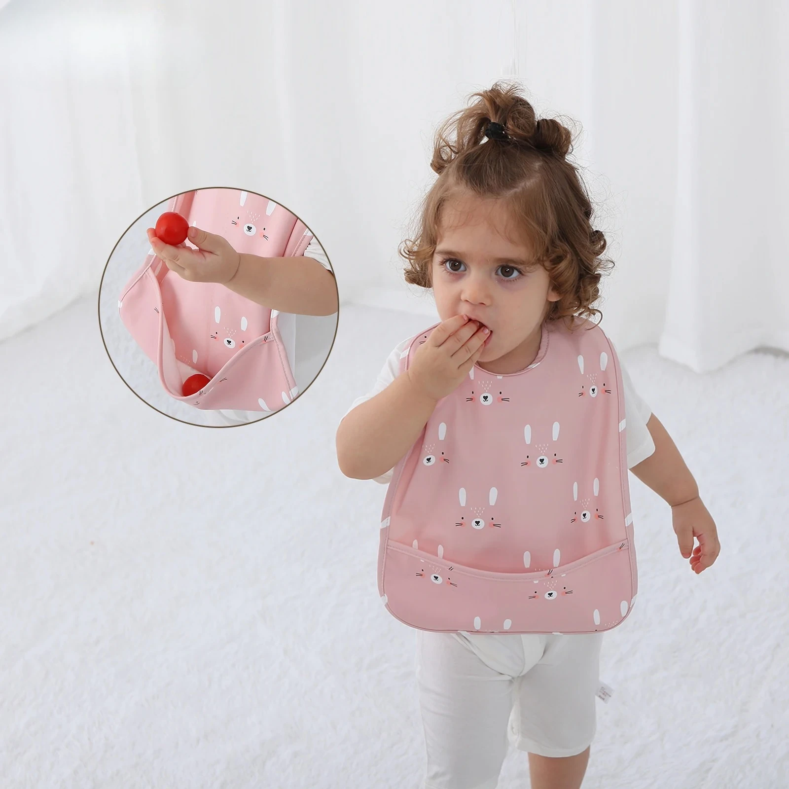 

Baby's Bibs Sleeveless Adjustable Pinny Soft Waterproof PU Cloth Kids Painting Smock Child Eating Apron Danish Style