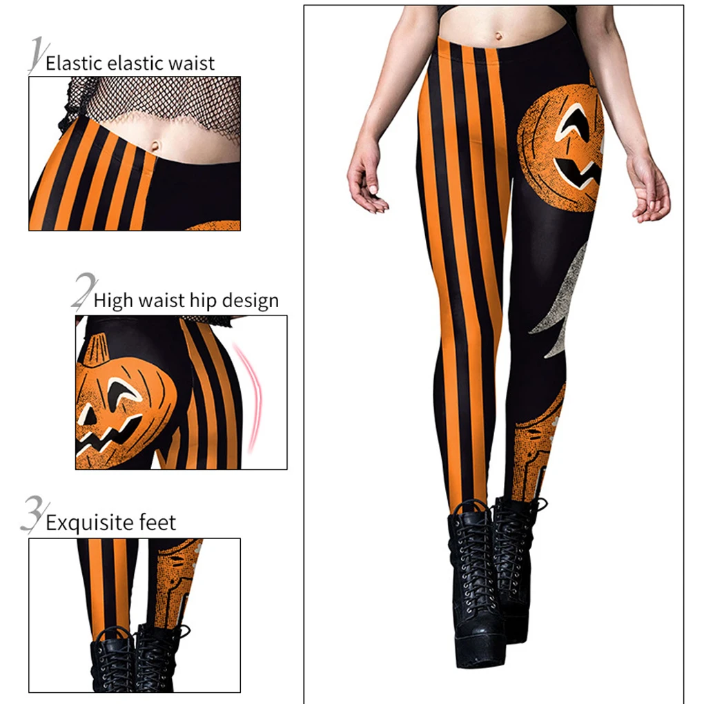 2025 Nuovi leggings fitness donna Halloween Teschio Stampa digitale 3D Donna adulta Pantaloni elasticizzati sexy Leggings slim a vita alta