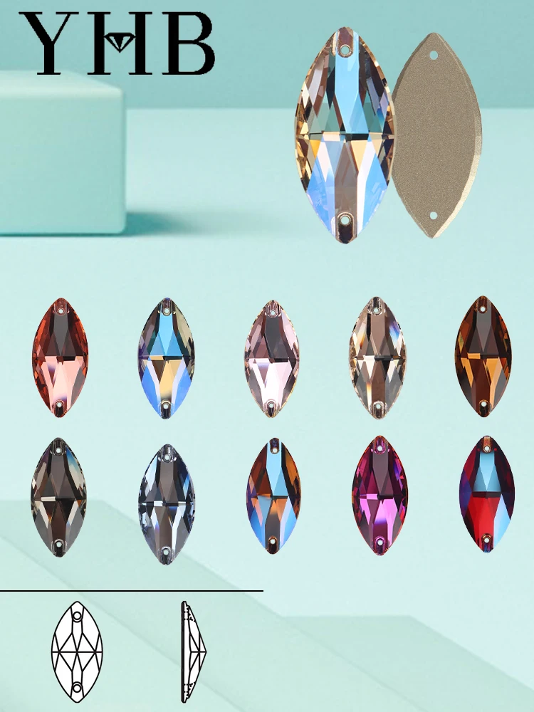 YHB Nevette Maanlicht Rose Licht Siam Glas Kristal AB Naaien Stenen Plaksteen Naai op Steentjes Voor Kledingstuk Kleding Tassen - afbeelding 2