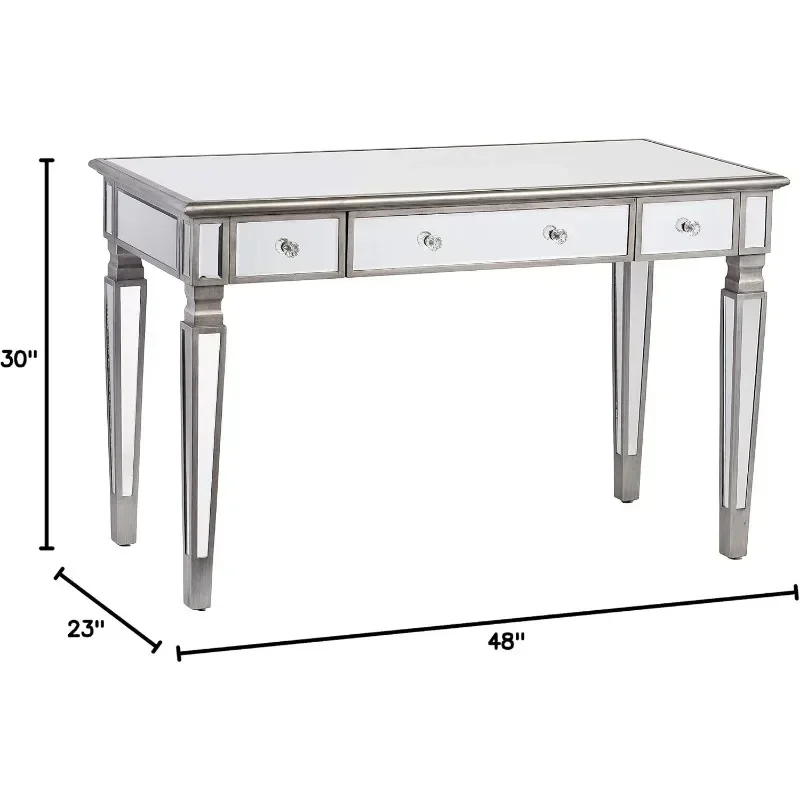 Home/Office Schreibtisch verspiegelter Schreibtisch, Schublade mit Kristall verziert modern, Schreibtisch für Schlafzimmer und Wohnzimmer