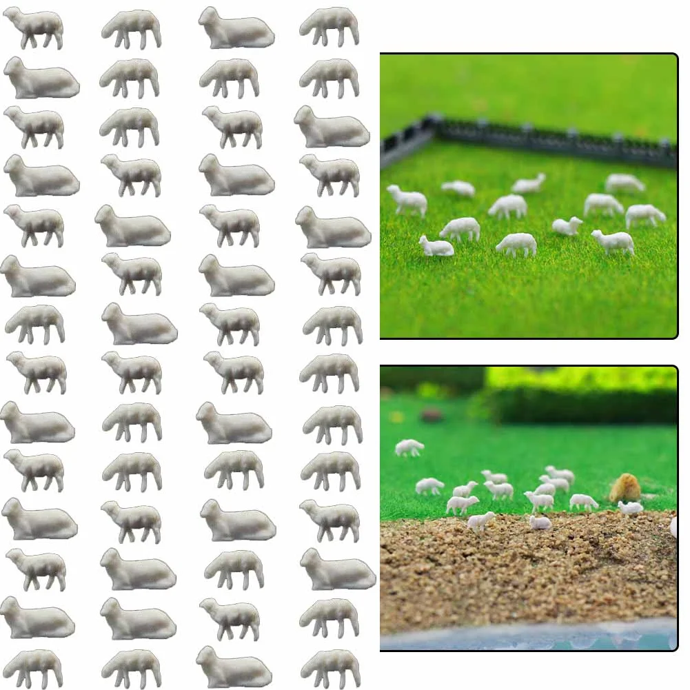 Modelo branco Farm Animals para Train Doll House, Sheep HO Scale, Room Box, 1:150, 10pcs