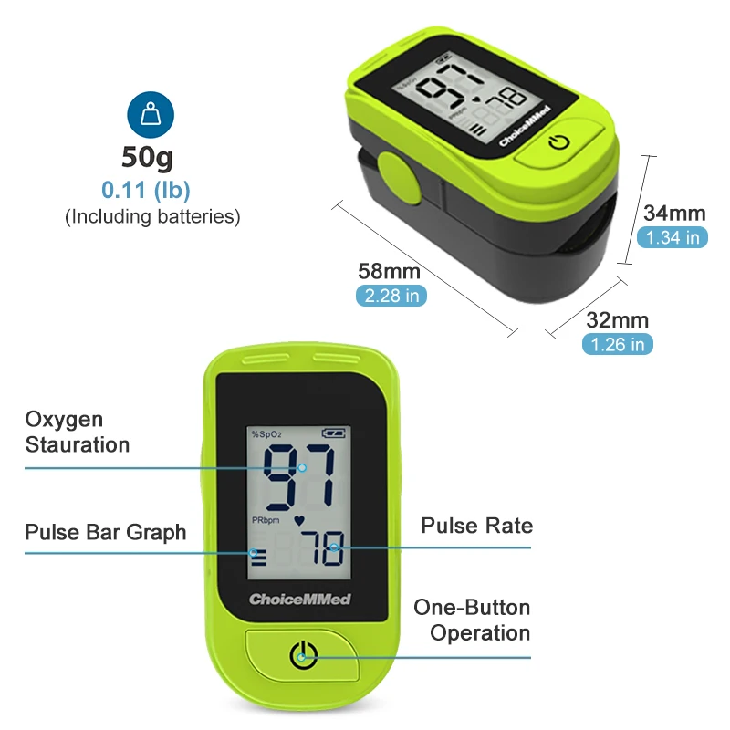 ChoiceMMed LCD Oximeter Finger Pulse Oximeter Blood Oxygen Saturation Meter Heart Rate Monitor Oximetro de dedo