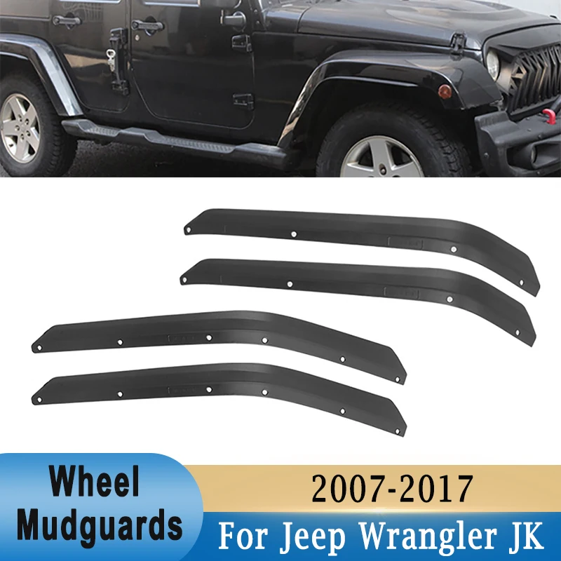 For Jeep Wrangler JK 2007-2017 4Pcs Wheel Mudguards Flares Extension Eyebrow Widened Fender Splash Protective Guards