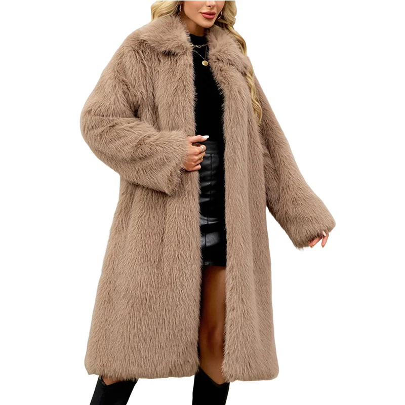Fur & Faux Vintage Luxury Long Faux Fox Fur Coat Women Winter Warm Fluffy Fur Jacket Female Street Furry Outerwear Overcoat 2025