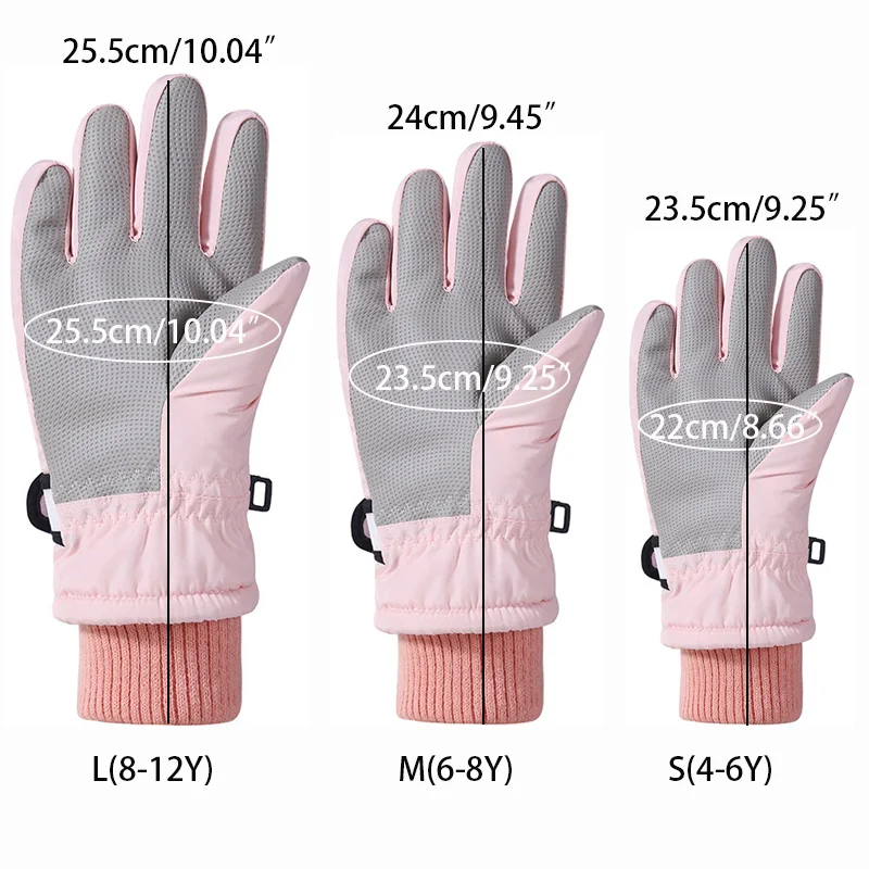 Cartoon Kids Gloves Thickened Warm Winter Ski Five-Finger Gloves for Children Windproof Boys Girls Snow Accessories 4-12 Years