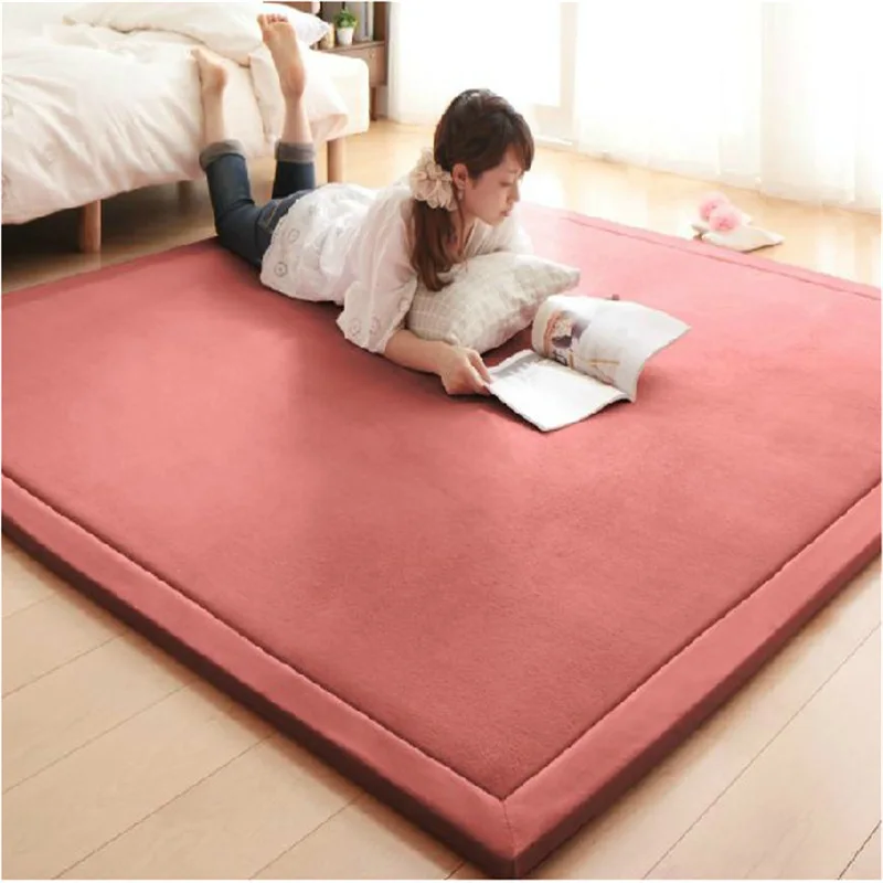 2cm Thickened Tatami Rug Soft Coral Fleece Velvet Bedroom Carpet