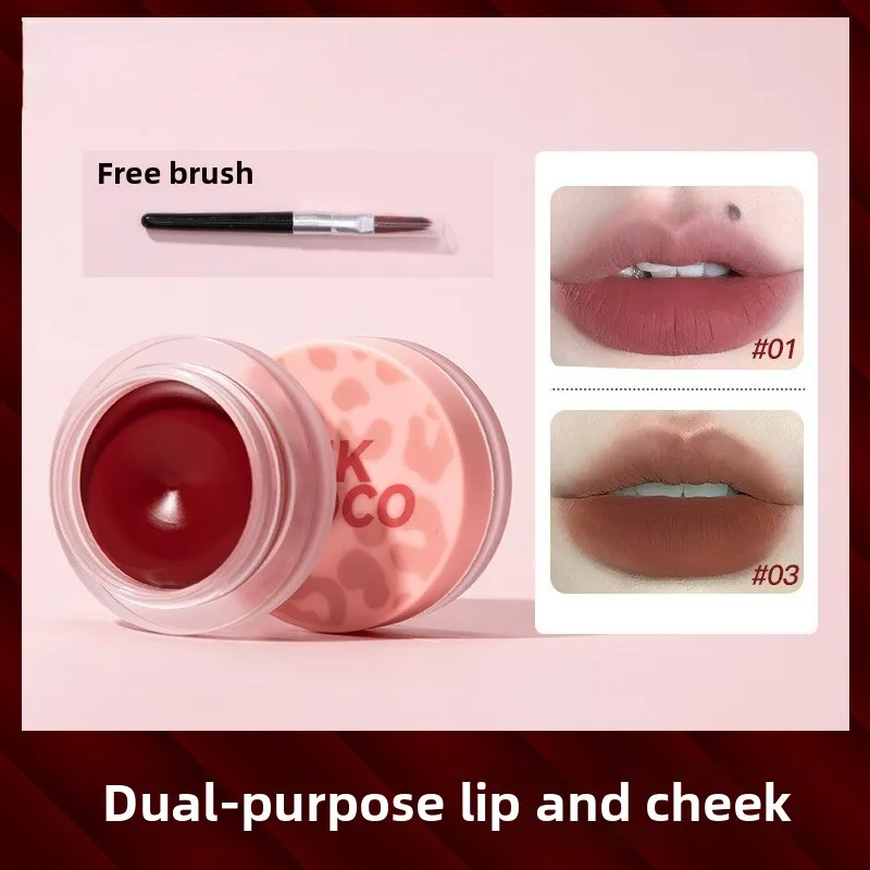 Mousse de terciopelo, barro labial mate, larga duración, sin secado, diseño bonito, brillo de labios compacto y portátil, cepillo de belleza esmaltado