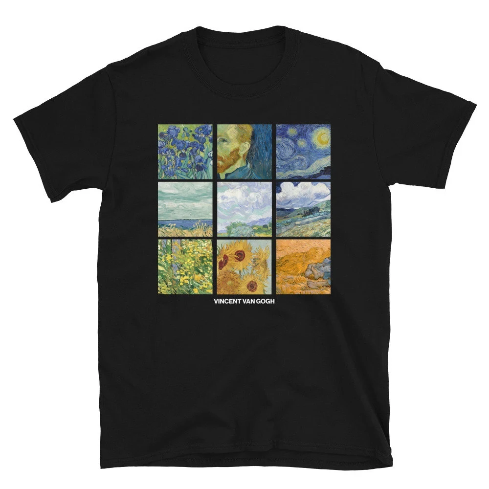Vincent Van Gogh Grid Unisex T-Shirt Van Gogh Art Tee Grunge Aesthetic Clothing Art Lover Famous Old Painting Tumblr Aesthetic