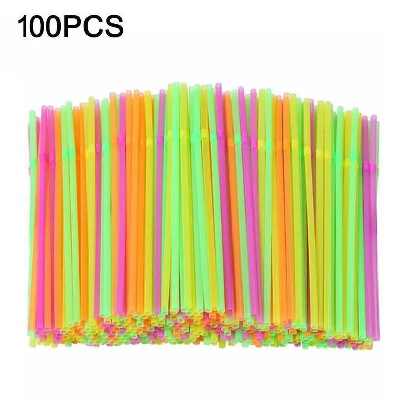 100PCS Colourful Stripes Straws Bendy Drinking Straws Extra Long Drinking Straws Holiday/Valentines Day/Party/Bridal Supplies