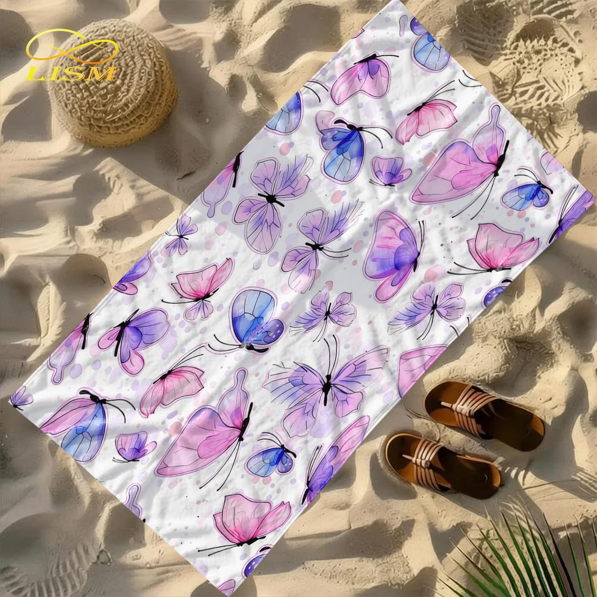 

LISM 2026 New Fashion Butterfly Print Beach Towel - Soft Absorbent Microfiber for Pool, Beach, Picnic