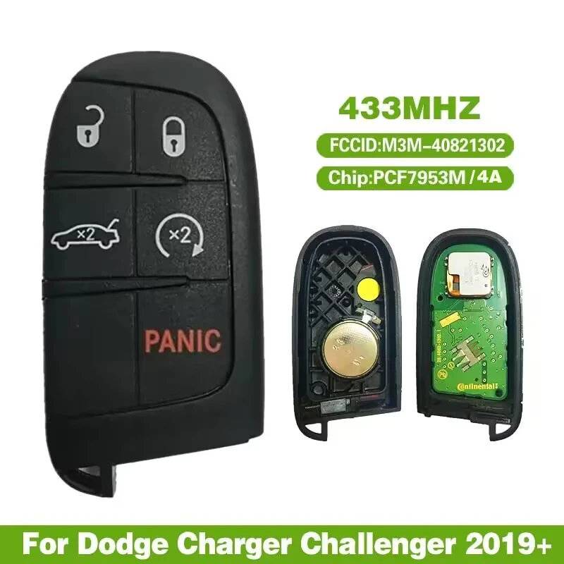 CN087024 Ban Đầu Chìa Khóa Thông Minh Cho Dodge Charger Challenger 2019 + M3M-40821302, 68394195AA HITAG AES Chip 433Mhz Chính Hãng Chìa Khóa Ô Tô