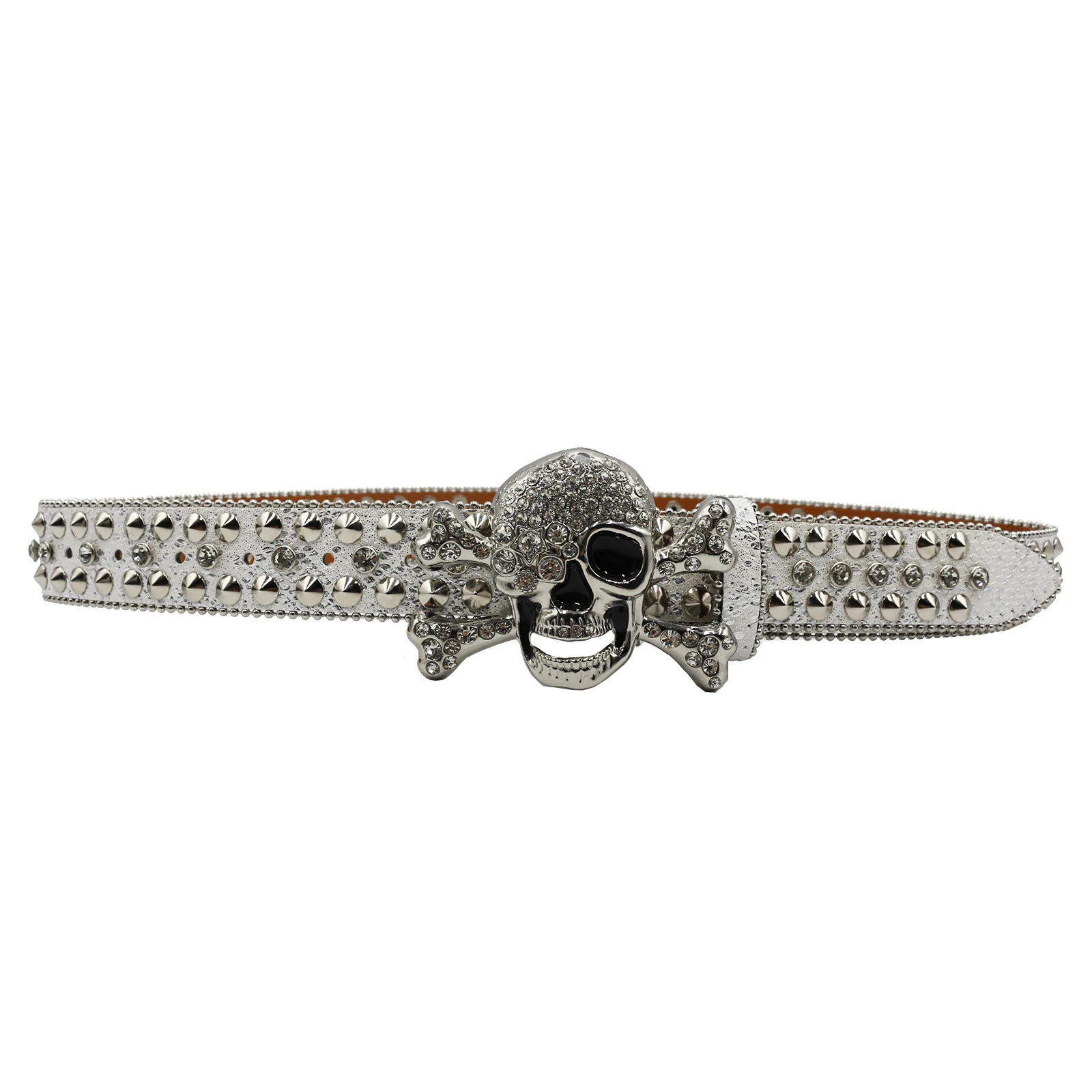 Fashion Belt For Jeans Men For Skull Rhinestone Belts Women Leather Strap Western Cowboy Y2K Girls Fashion Belt For Jeans Men