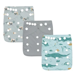 HappyFlute New Animals Print 3PC/Set Pocket Diaper Suede Cloth Inner Reusable Absorbent Ecological Adjustable Baby Nappy Cover