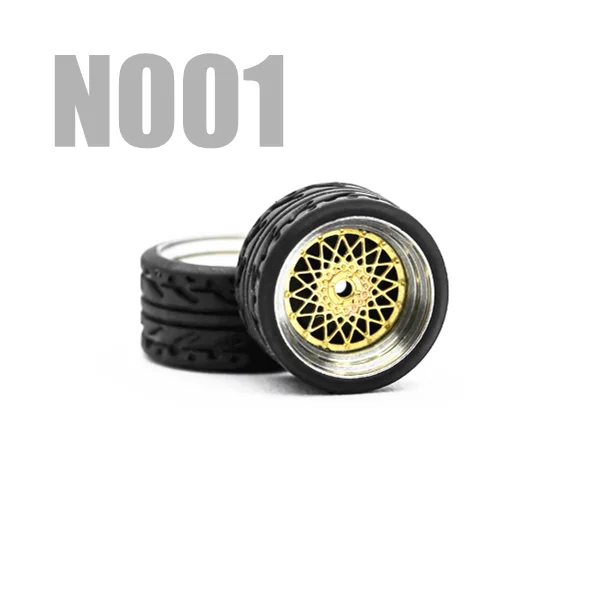 Carlomo 1/64 Wheels with Rubber Tires N-Class Part2 for Model Car Detail-up Accessories Sets Assembly Rims Hot Wheels