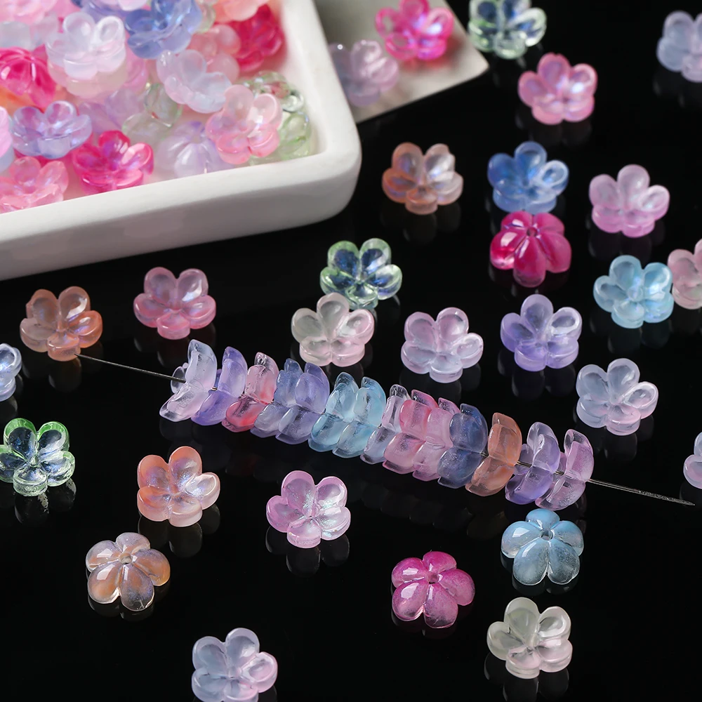 

20pcs/Lots Glass Colored Flower Shaped Beads Cap Spacer Loose Beads for DIY Bracelets Necklaces Jewelry Making Supplies