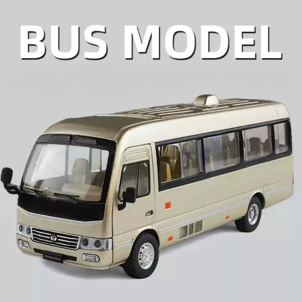 

1:24 Scale Coaster Model Car Toy Free Wheeling Doors Opened Metal Diecast Miniature Bus Pull Back Vehicle Models Hobby Gifts
