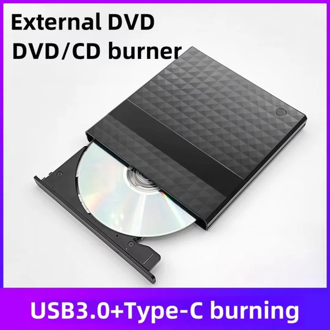 External USB 3.0 Type-C DVD/CD Drive, High-Speed External DVD-RW Burner/Player, Suitable for Both Desktops and Laptops