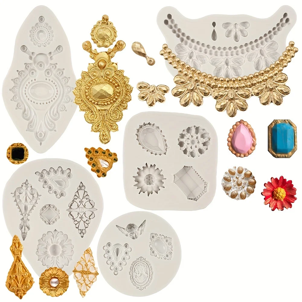 

5pcs Baroque Scroll Relief Silicone Molds - for Cake, Chocolate, Clay & Craft Projects.