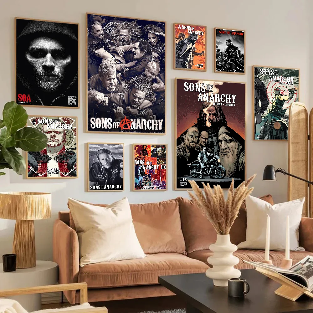 S-Sons Of A-Anarchy Movie Sticky Posters Whitepaper Sticker DIY Room Bar Cafe Posters Wall Stickers