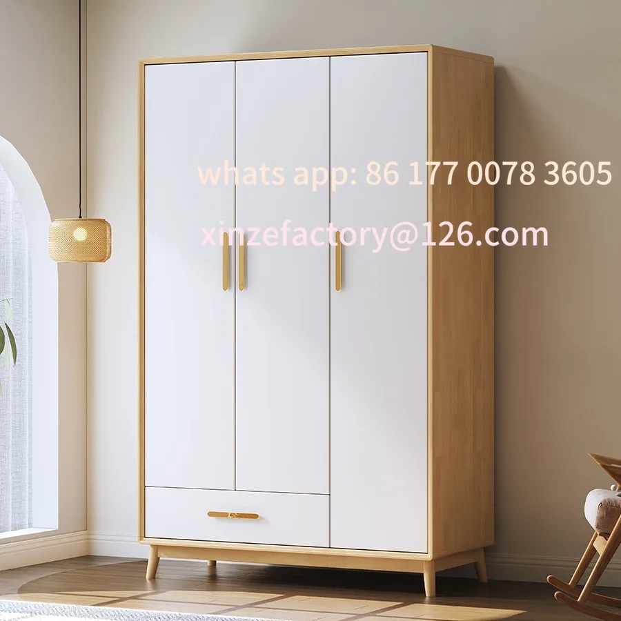 Customizable Nordic solid wood wardrobe simple combination large wardrobe household small apartment log style