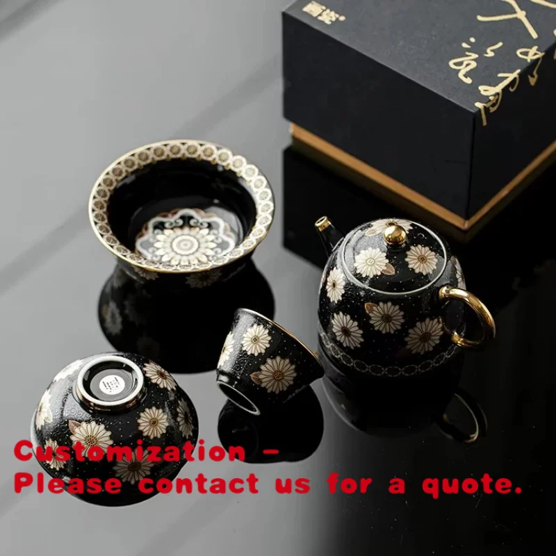 

custom.Exquisite Durable Ceramic Luxury Heat-Resisting Tea Set with Teapot Tea Bowl Handle-less Teacup Home Desk/Table