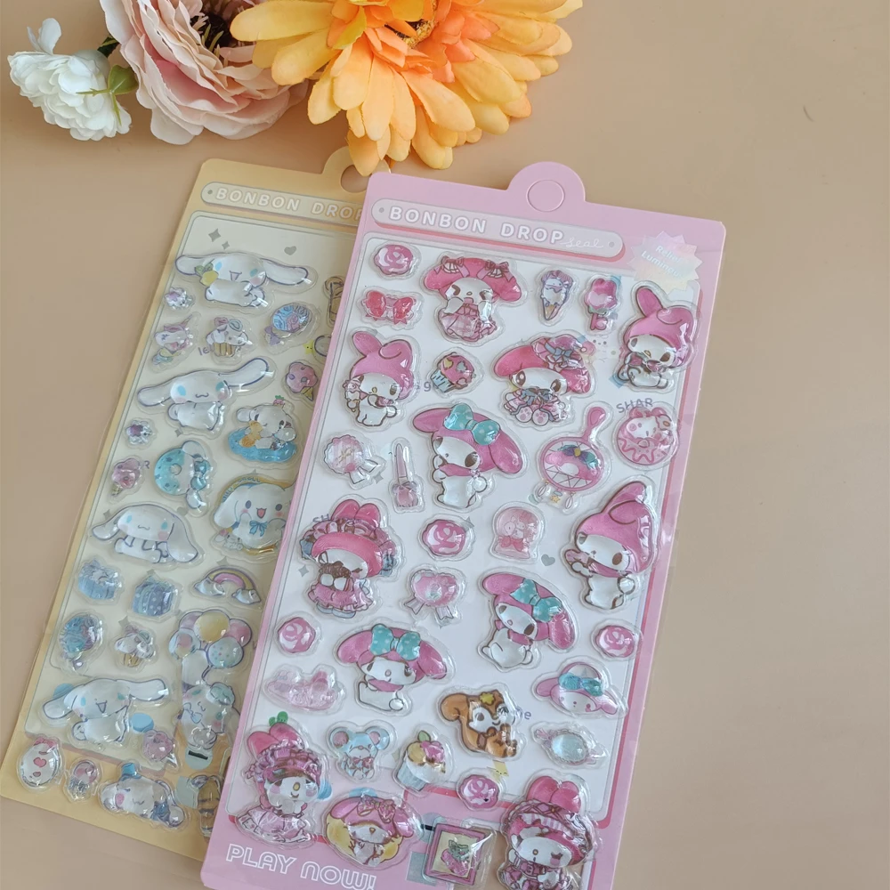 @ ملصقات Hello Kitty Cinnamoroll Melody Kuromi المقاومة للماء، ملصقات جيلي يدوية، مجموعة هاتف لعبة، ملصقات هدية عيد ميلاد #4