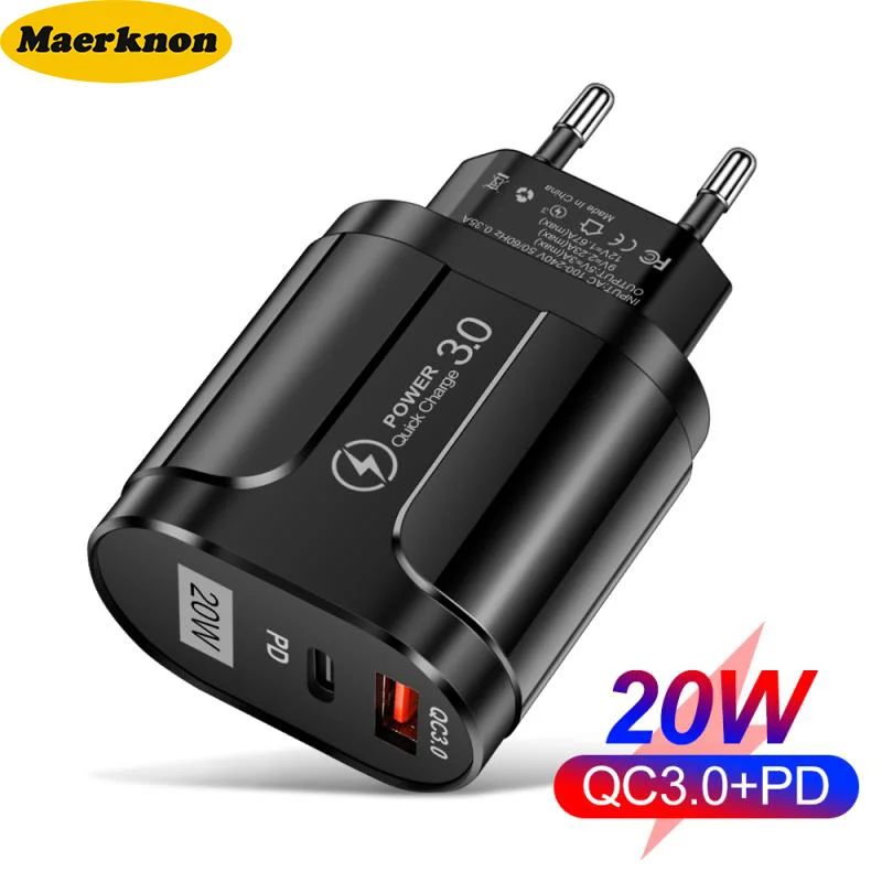 

Зарядное устройство сетевое с USB-портами и поддержкой быстрой зарядки, 20 Вт