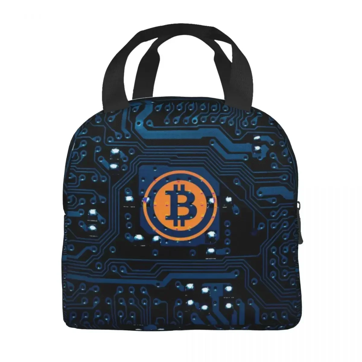 Bitcoin Computer Motherboard CPU Circuit Insulated Lunch Bags For Work School Btc Blockchain Thermal Cooler Bento Box Kids